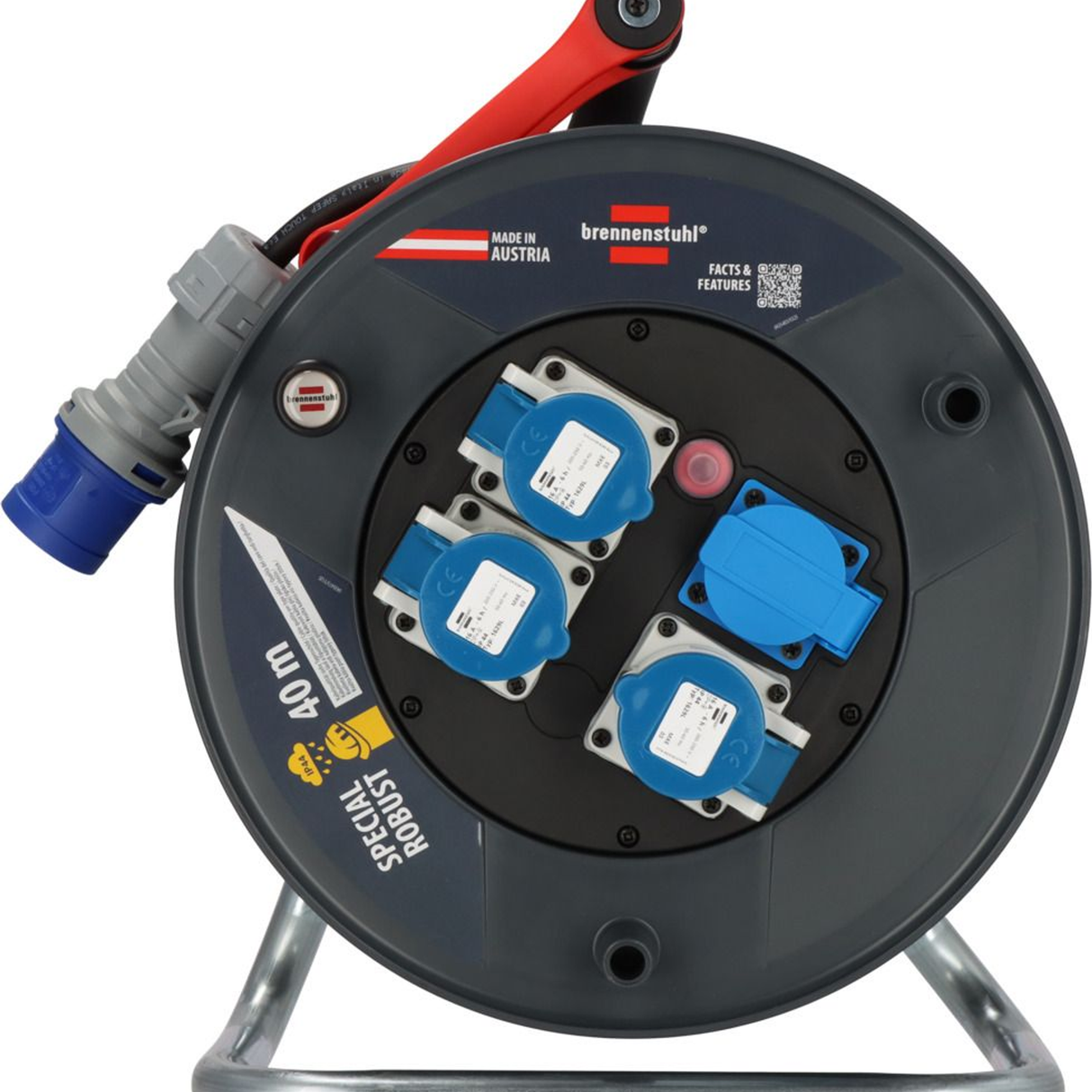 9232416030 - Brennenstuhl ST 320 IP44 Kabelhaspel 40m 3x CEE 230V/16A - Afbeelding 2