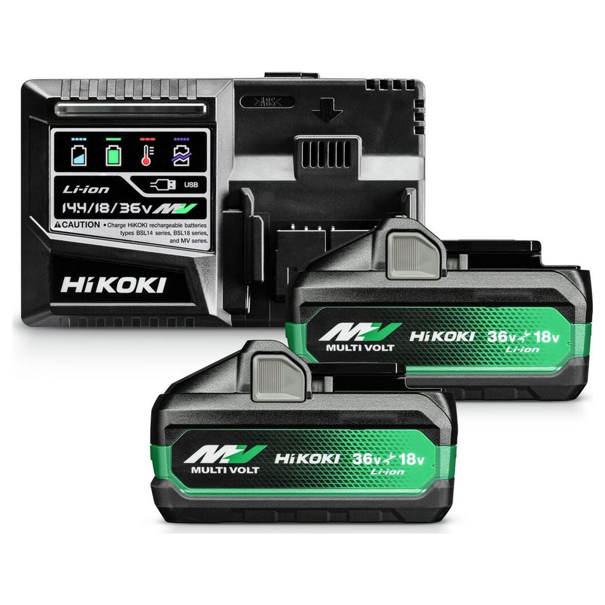UC18YSL3WJZ - BoosterPack HiKOKI UC18YSL3WJZ 2 MULTIVOLT-accu's BSL36B18X 36V/18V 8Ah/4Ah + acculader