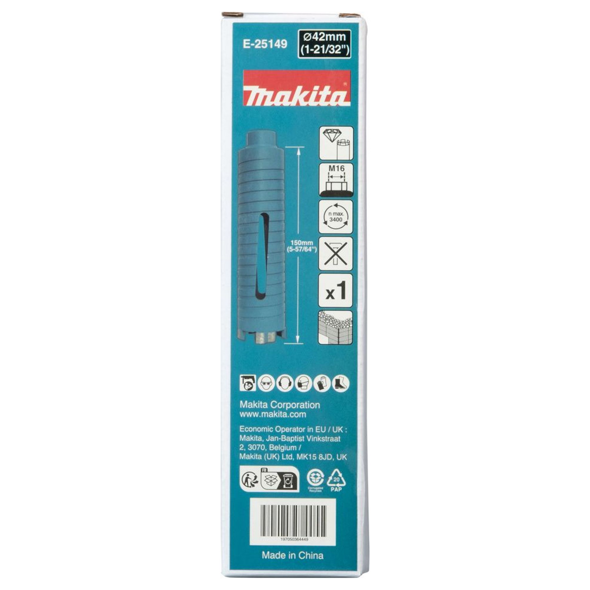 E-25149 - Diamanten Kroon Makita E-25149 42x150mm M16 Gipsplaat - Afbeelding 6