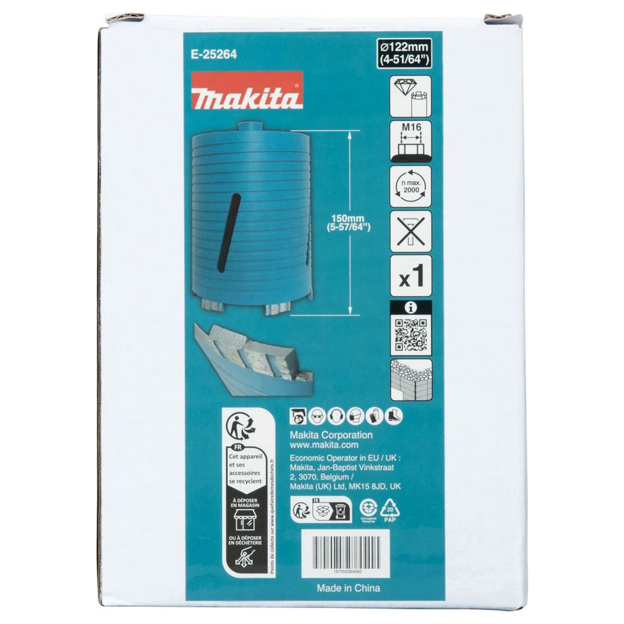 E-25264 - Corona Diamantata Makita E-25264 122x150mm M16 - Immagine 5