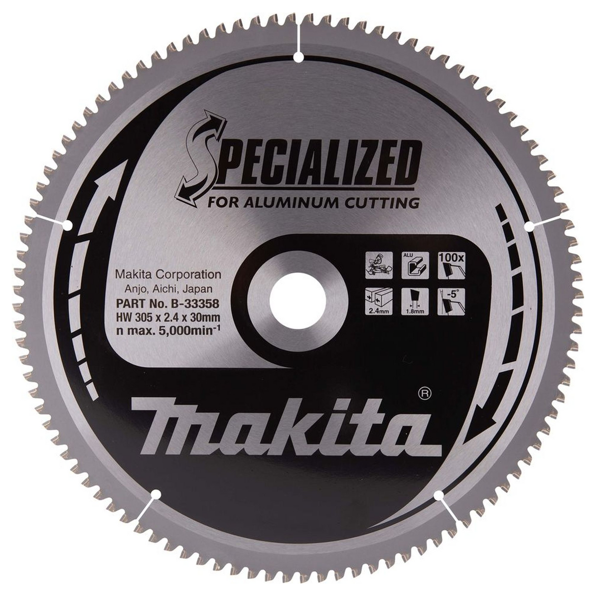B-33358 - Gespecialiseerd TCT-mes Makita B-33358 305x30mm 100T Aluminium - Afbeelding 2