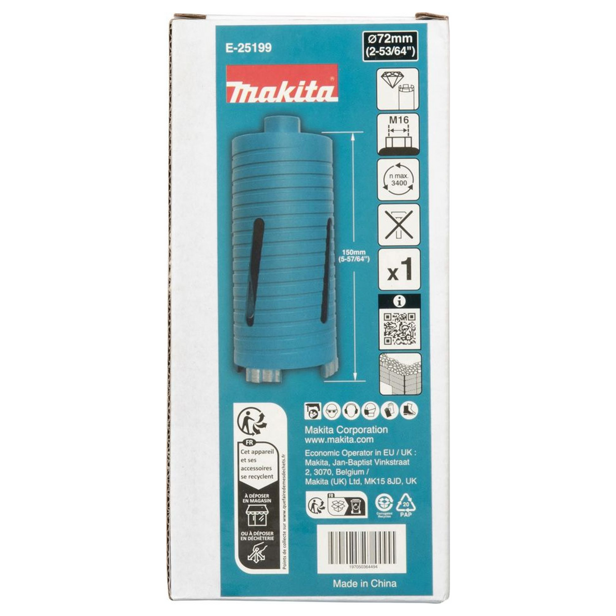 Corona Diamantata Makita E-25199 72x150mm M16