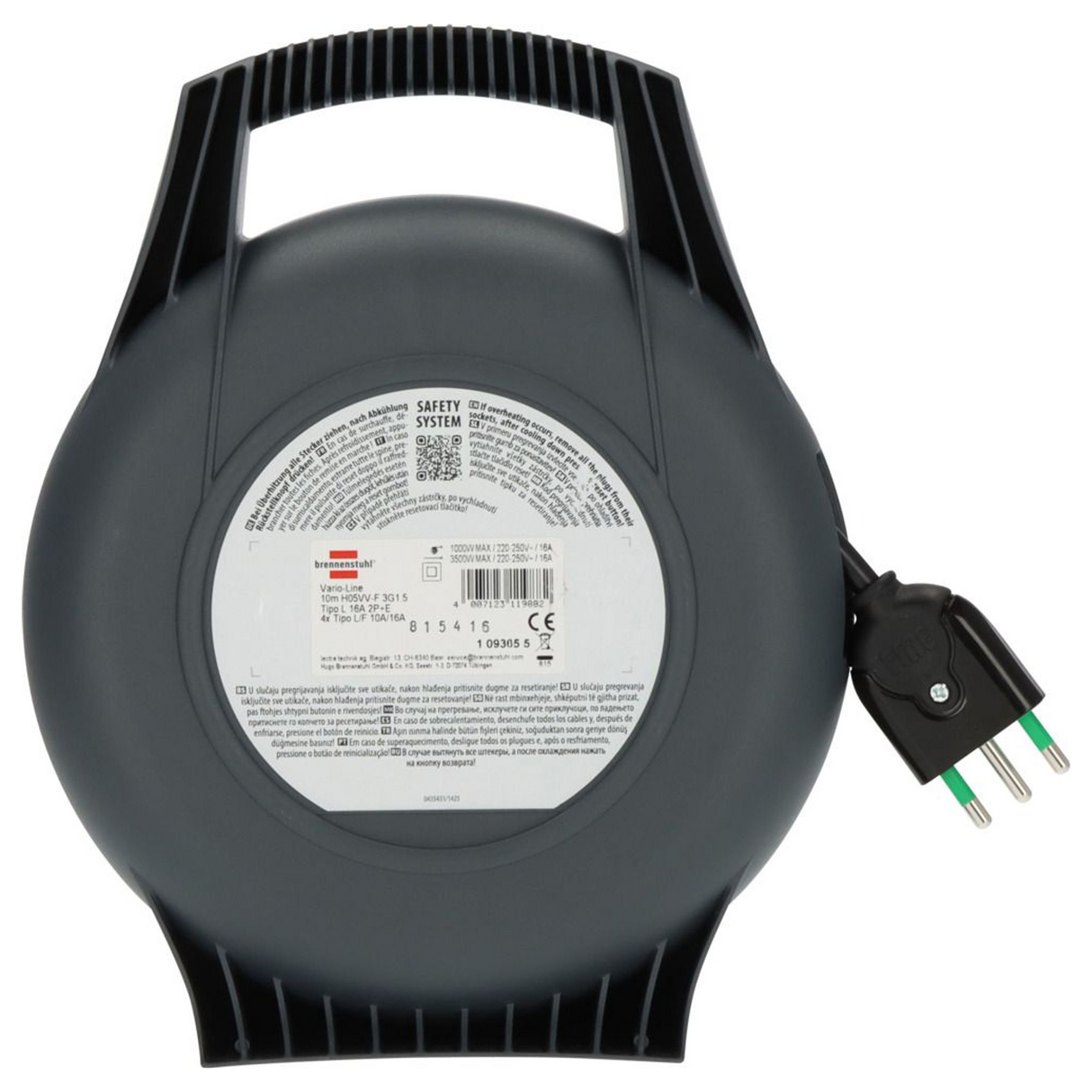 1093655 - Brennenstuhl Vario Line X kabelhaspel met 4 aansluitingen, 10 m H05VV-F 3G1.5 - Afbeelding 4
