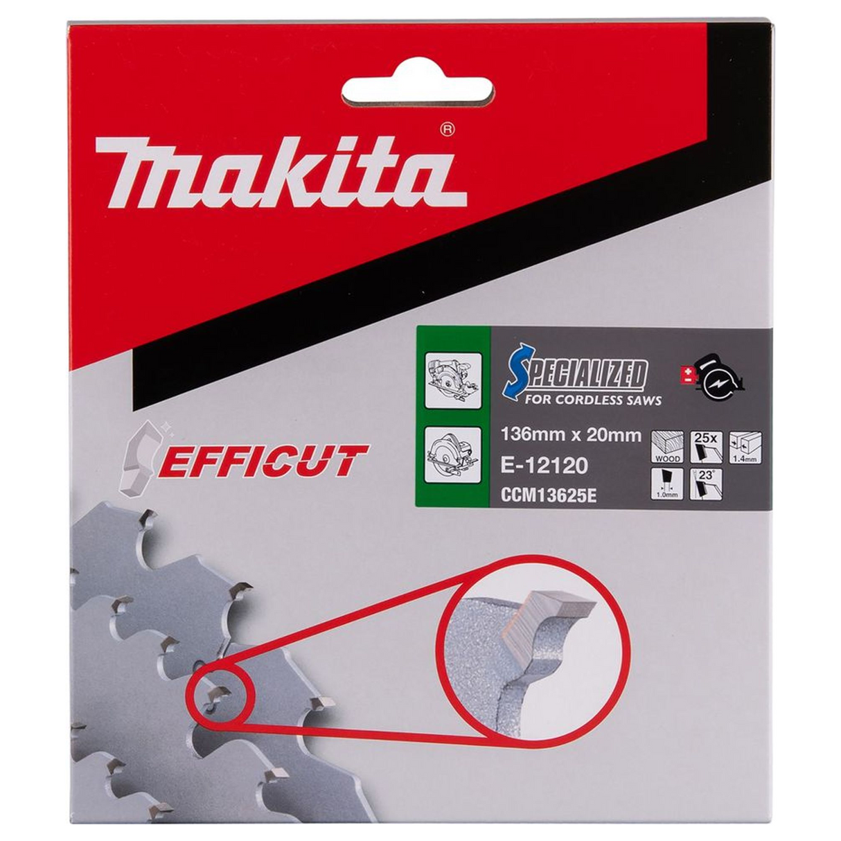E-12120 - Rond mes Makita Efficut E-12120 136mm 25T - Afbeelding 4