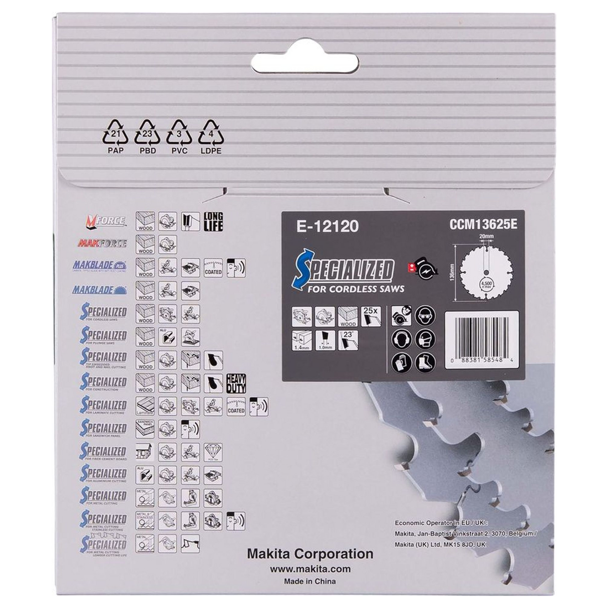 E-12120 - Rond mes Makita Efficut E-12120 136mm 25T - Afbeelding 5