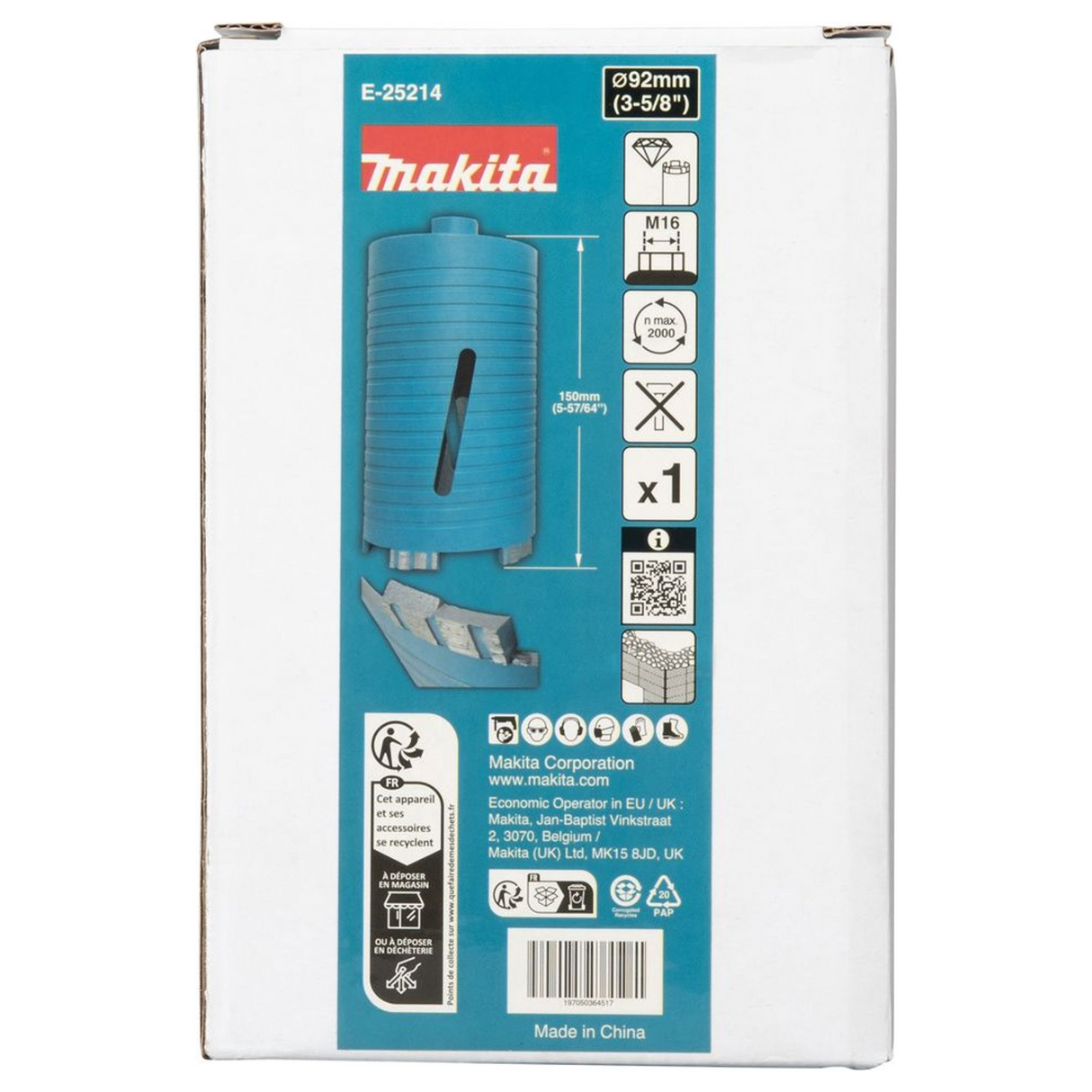 E-25214 - Corona Diamantata Makita E-25214 92mm M16 a Secco - Immagine 5