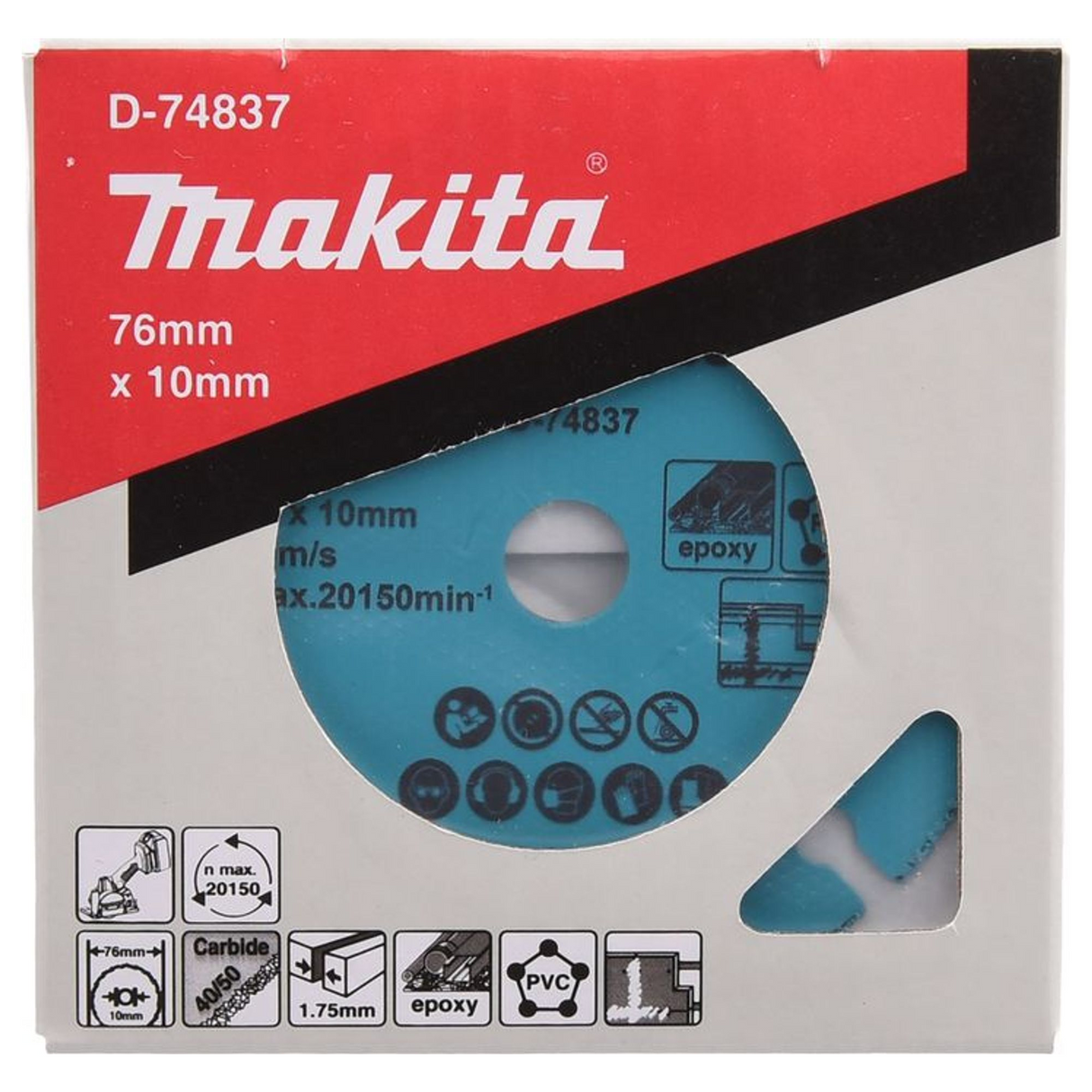D-74837 - Snijschijf van wolfraamcarbide Makita D-74837 76x10mm - Afbeelding 4