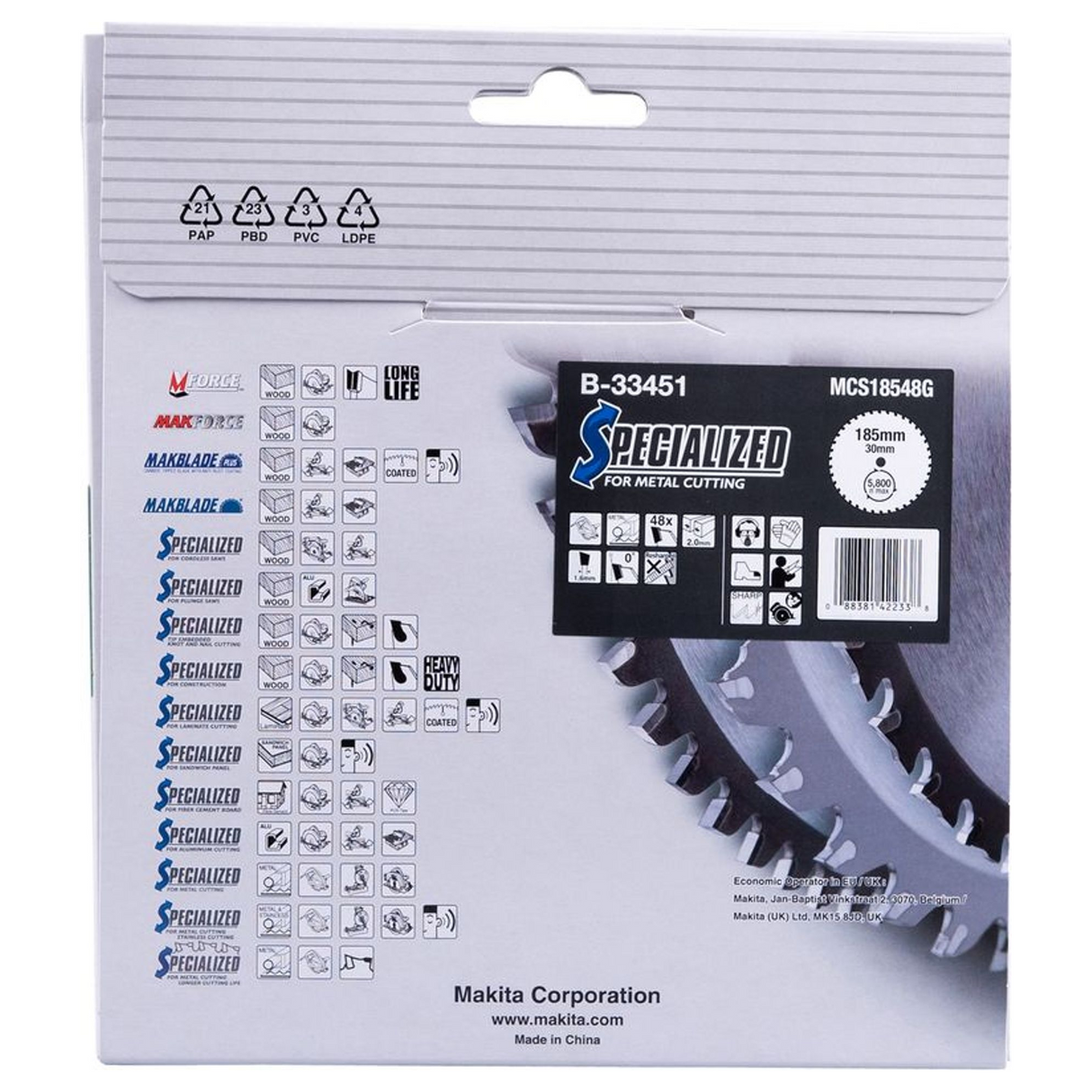 B-33451 - Gespecialiseerd TCT-mes Makita B-33451 185x30mm 48T - Afbeelding 5