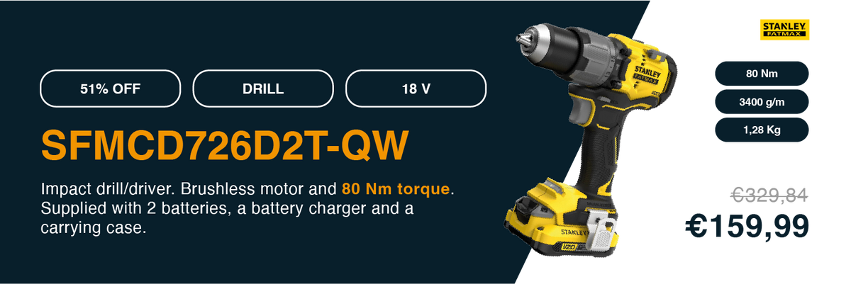 Slagboor Stanley SFMCD726D2T-QW 18V 2Ah