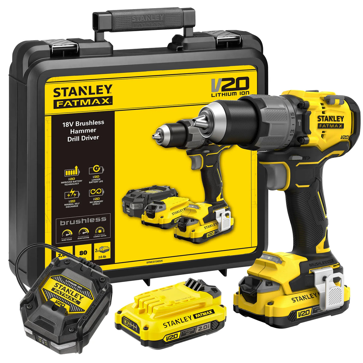 Slagboor Stanley SFMCD726D2K-QW 18V 2Ah
