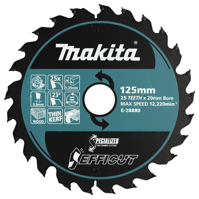E-28880 - Lama Efficut T.C.T. Makita E-28880 125x20mm 25T - Immagine 2
