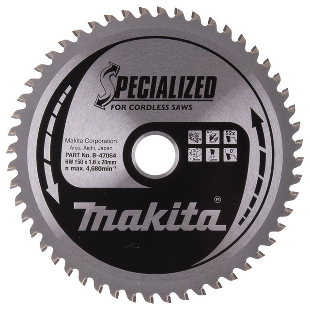 B-47064 - Cirkelzaagblad Makita B-47064 150 mm 52T Aluminium - Afbeelding 2