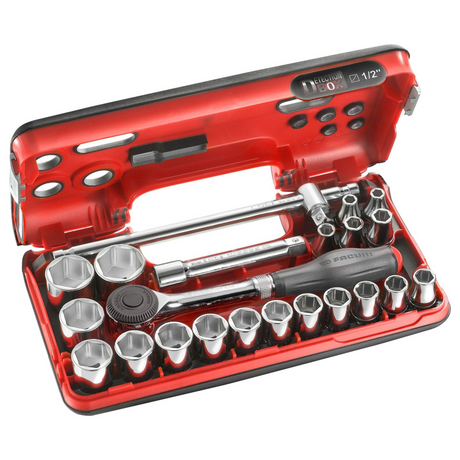 S.360DBOX4PB - Facom S.360DBOX4PB 1/2" dopsleutelset met ratel (22 stuks)