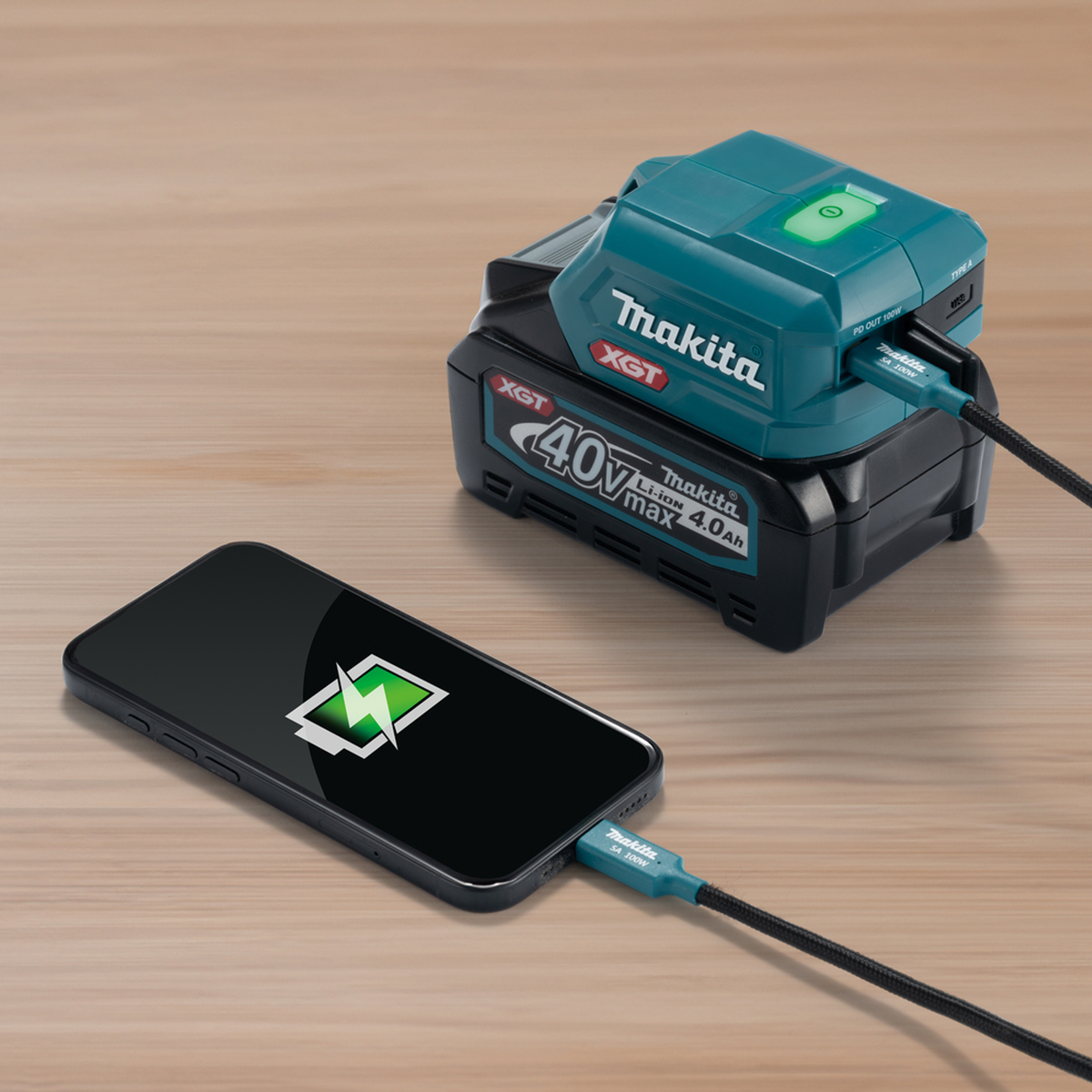 ADP002G - USB-adapter Makita ADP002G XGT 40V USB-C 105W + USB-A - Afbeelding 2