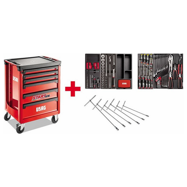 U05160629 - Carrello USAG START 516 ST6PA con Assortimento Autoriparazione 142 pz