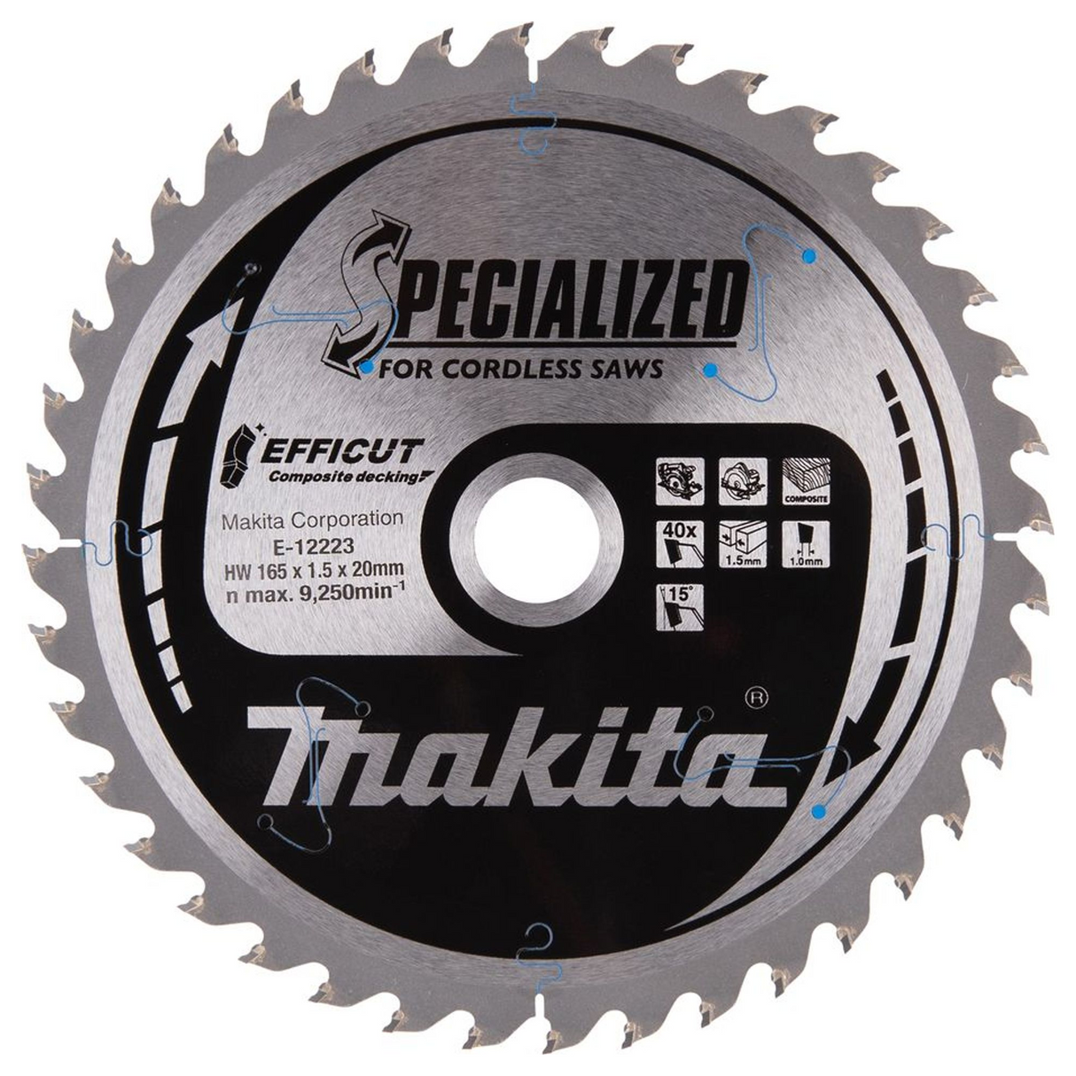 E-12223 - Cirkelzaagblad Makita Efficut E-12223 165x20mm 40T - Afbeelding 2
