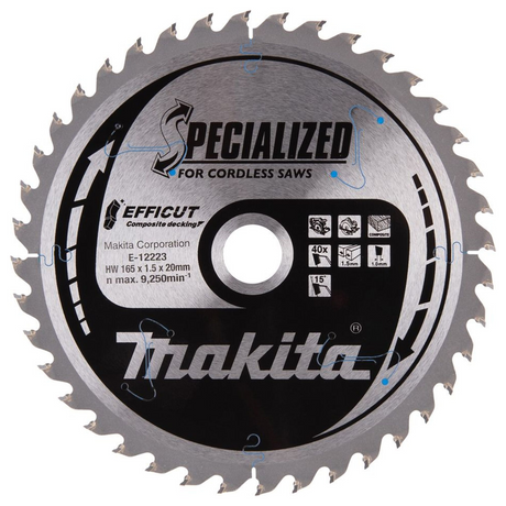 E-12223 - Cirkelzaagblad Makita Efficut E-12223 165x20mm 40T - Afbeelding 2