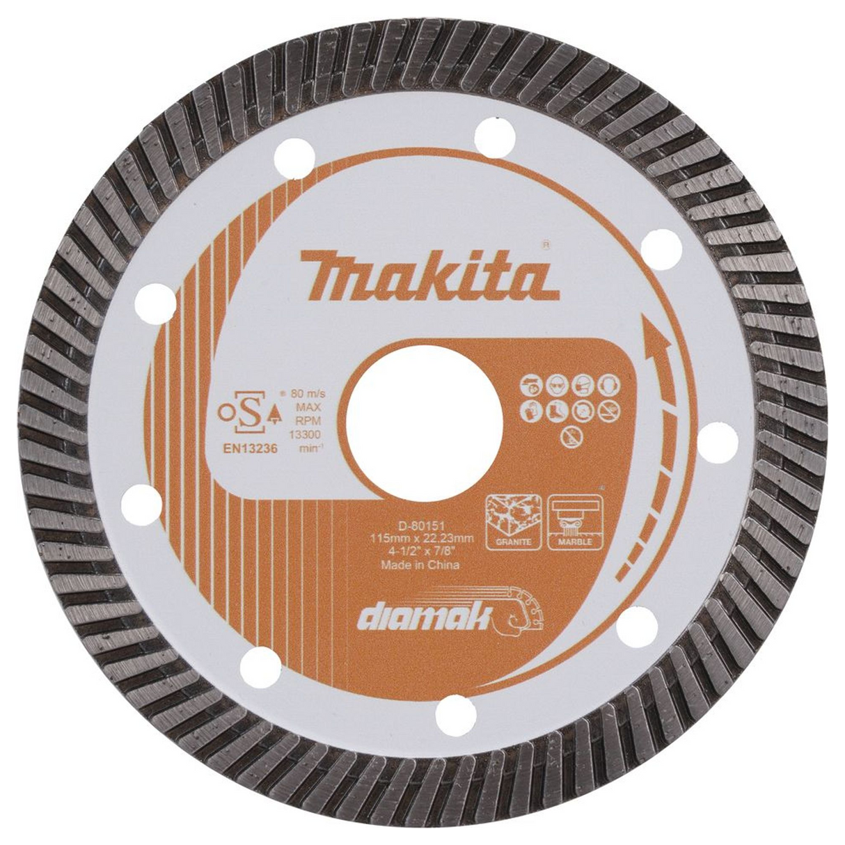 D-80151 - Diamantschijf Makita D-80151 115 mm marmergraniet - Afbeelding 2