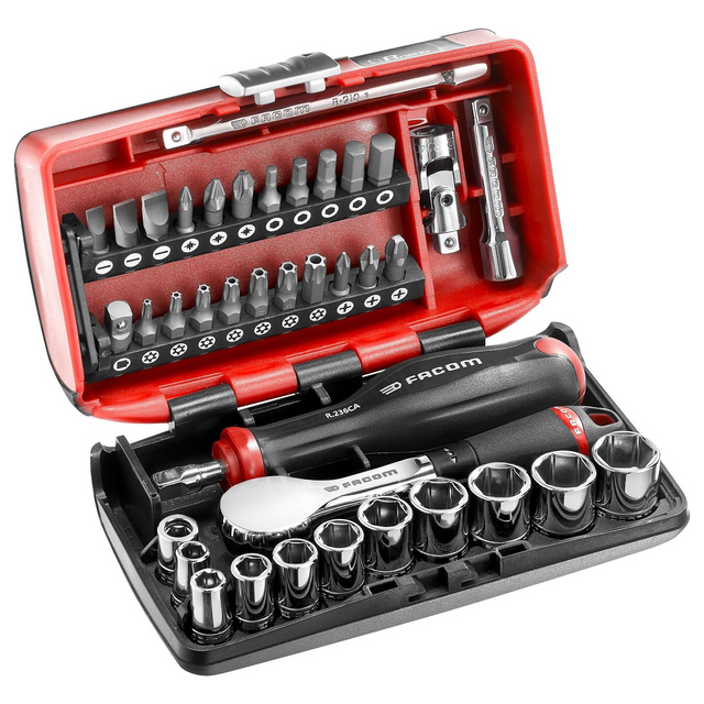 R.181NANO - Facom R.181NANO 1/4" 38-delige NANO-doppenset met zeer nauwkeurige ratel