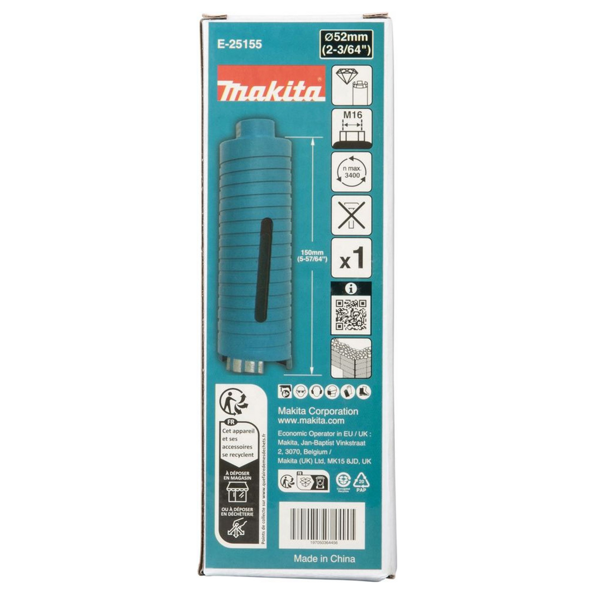 Corona Diamantata Makita E-25155 52mm M16 a Secco
