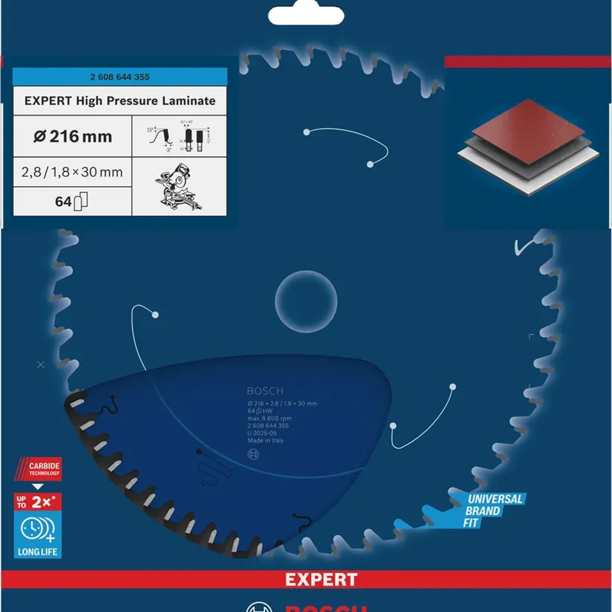 2608644355 - Rond mes Bosch Expert hogedruklaminaat 216 mm - Afbeelding 3