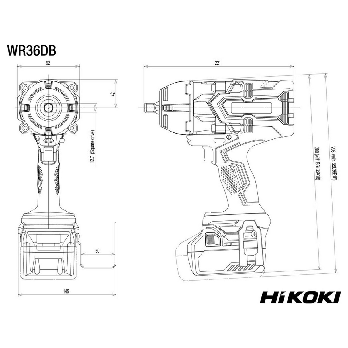 WR36DBW2Z - HiKOKI WR36DBW2Z 36V slagmoersleutel - Afbeelding 3