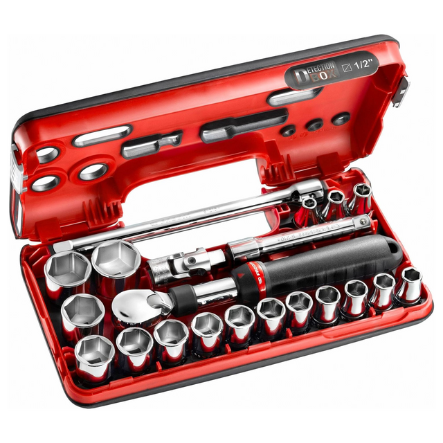 SXL.DBOX1PB - Facom SXL.DBOX1PB 1/2" dopsleutelset met 21-delige uitschuifbare ratel